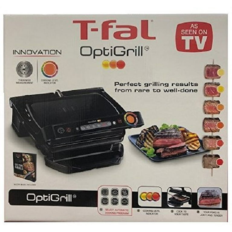  T-fal Stainless Steel Electric Grill 4 Servings Advanced  Charcoal Filtration, 900 Watts Nonstick Removable Plates, Dishwasher Safe,  Indoor, Frozen Food Silver and Black : Patio, Lawn & Garden