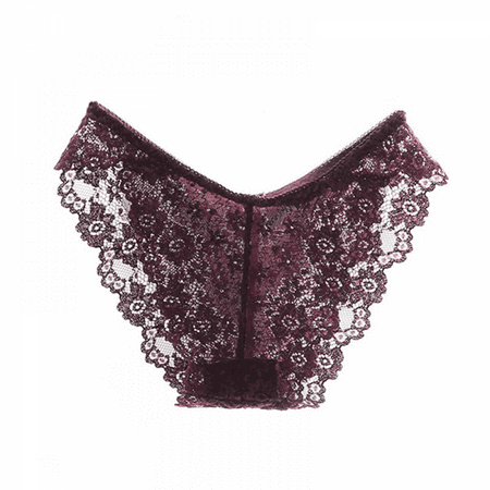 

Wish Womens Sexy Underwear Lace Panties High Waisted Plus Size Ladies Brief for Women-Purple-XL S1137