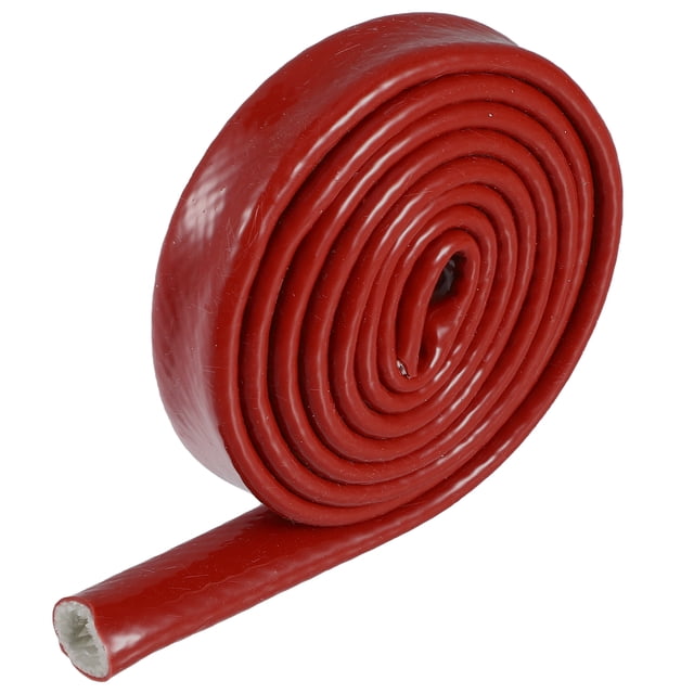 1/2" ID 5 Pies Coche Térmica Protección Fuego Manga Silicona Vidrio Fibra Rojo