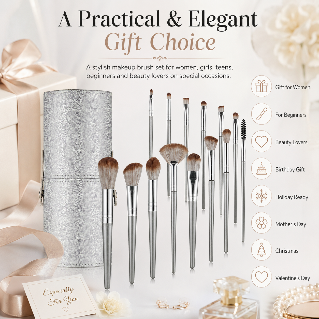 Niuta 14-Piece Professional Makeup Brush Set with Storage Cup photo 6