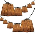 thumbnail image 2 of JONATHAN Y Quinn 10-Light Indoor/Outdoor 10 ft. Classic Vintage LED G40 Square Bamboo Shaded String Lights, Brown, 2 of 7