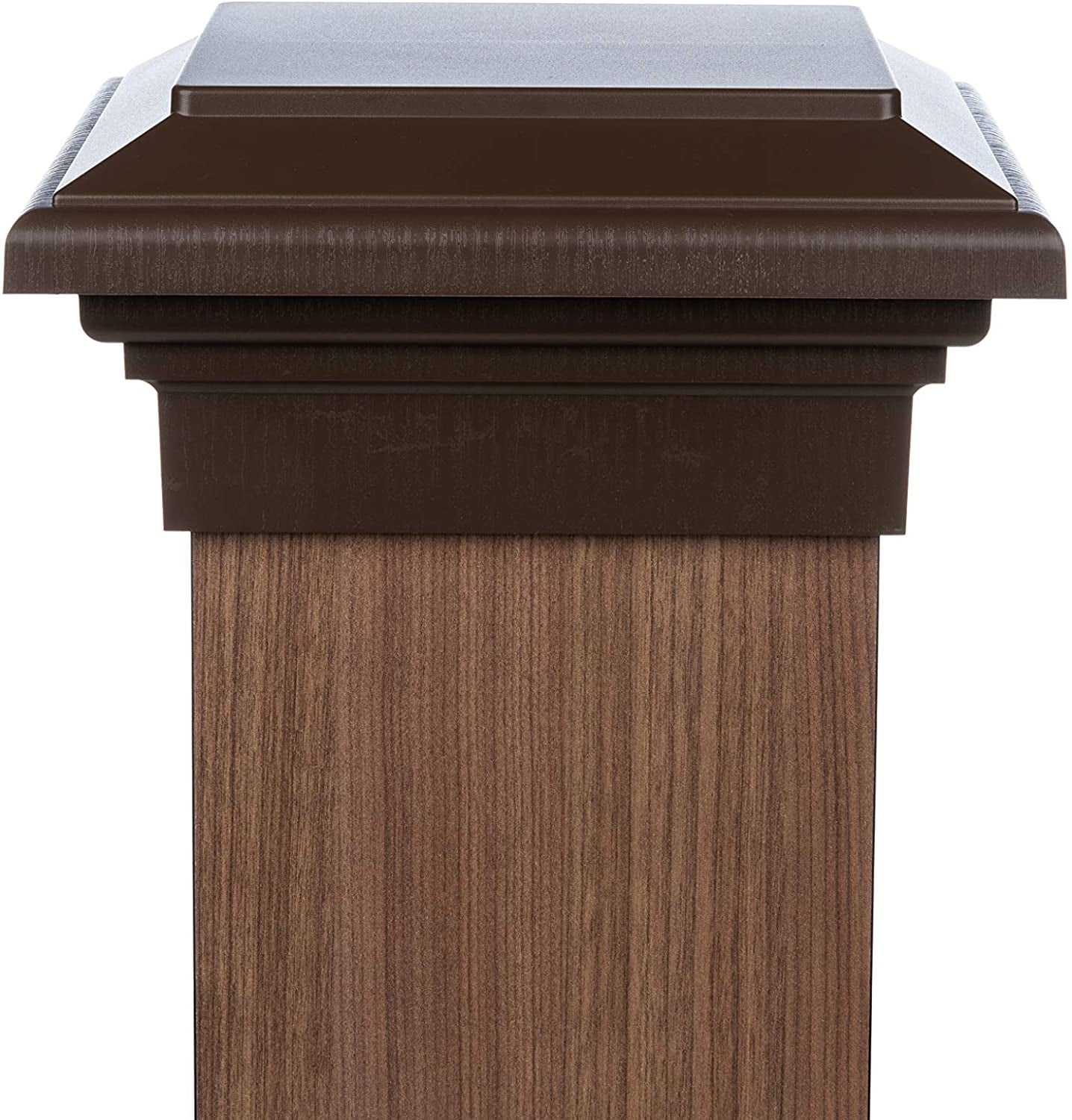 8x8 Post Cap (7.5') | Brown Flat Top Cap for Outdoor Fences, Mailboxes, Decks