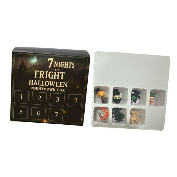 Caja de cuenta regresiva de Halloween con figuras de terror para exhibición y decoración. 7 piezas