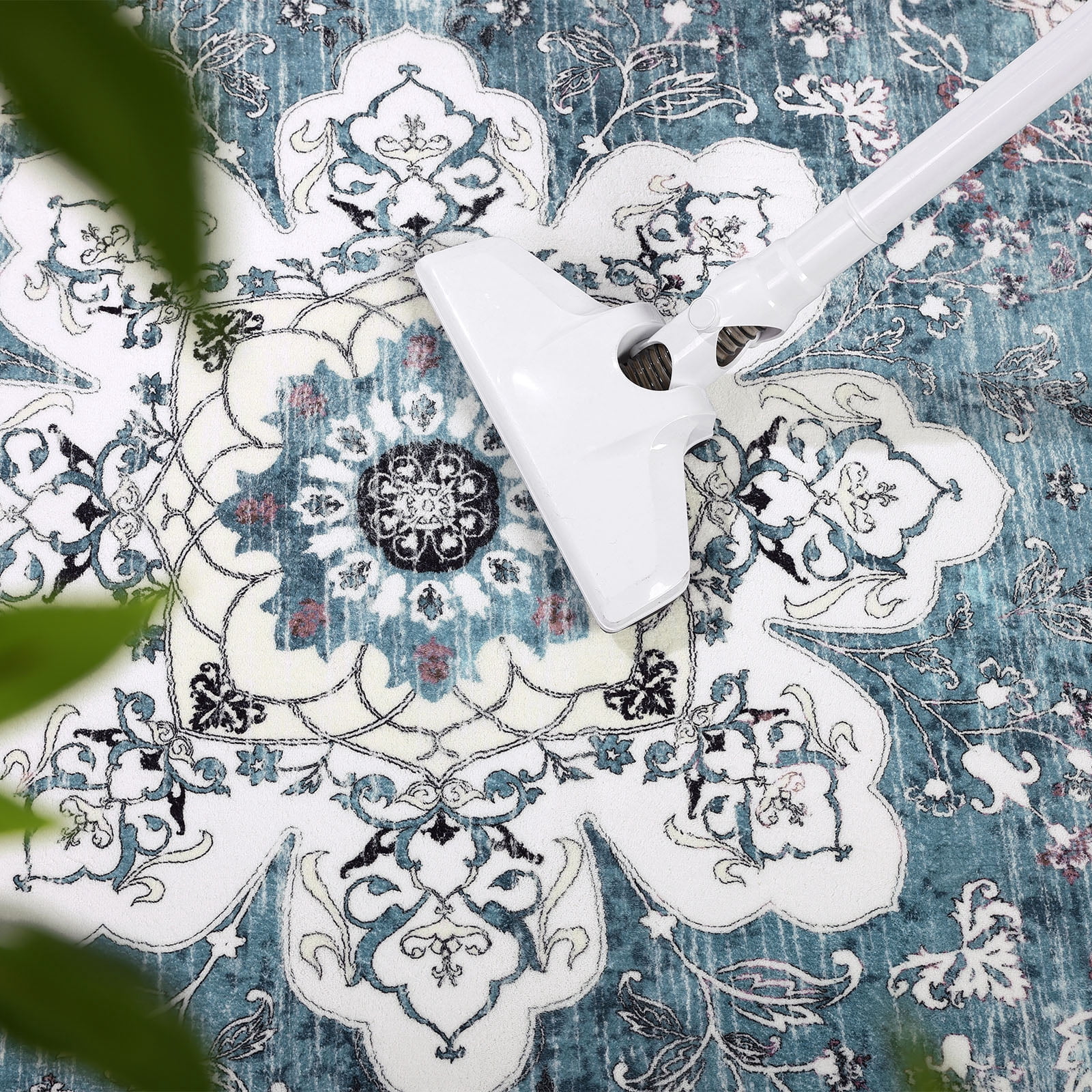 MeyJey Oriental Indoor Living Room Area Rug 5'x8', Non-Slip Machine Washable Vintage Floor Carpet for Bedroom Dining Kitchen Hallway Nursery, Blue