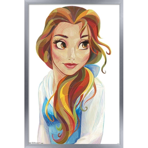 Disney Beauty And The Beast - Belle - Stylized Wall Poster, 14.725" x 22.375", Framed