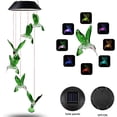 thumbnail image 3 of Campanas de viento solares para exteriores, que cambian de color, móviles, colgantes, campanillas de viento de colibrí verde, luz solar LED impermeable para exteriores, decoración de porche, terraza,, 3 of 6