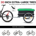 thumbnail image 3 of Foldable Bicycle Cargo Trailer, Black & Green with 20 Inch Wheels, Removable 600D Oxford Cover, Folding Frame and Quick Release, 120LBS Capacity for Groceries, Tools and Luggage, 3 of 9