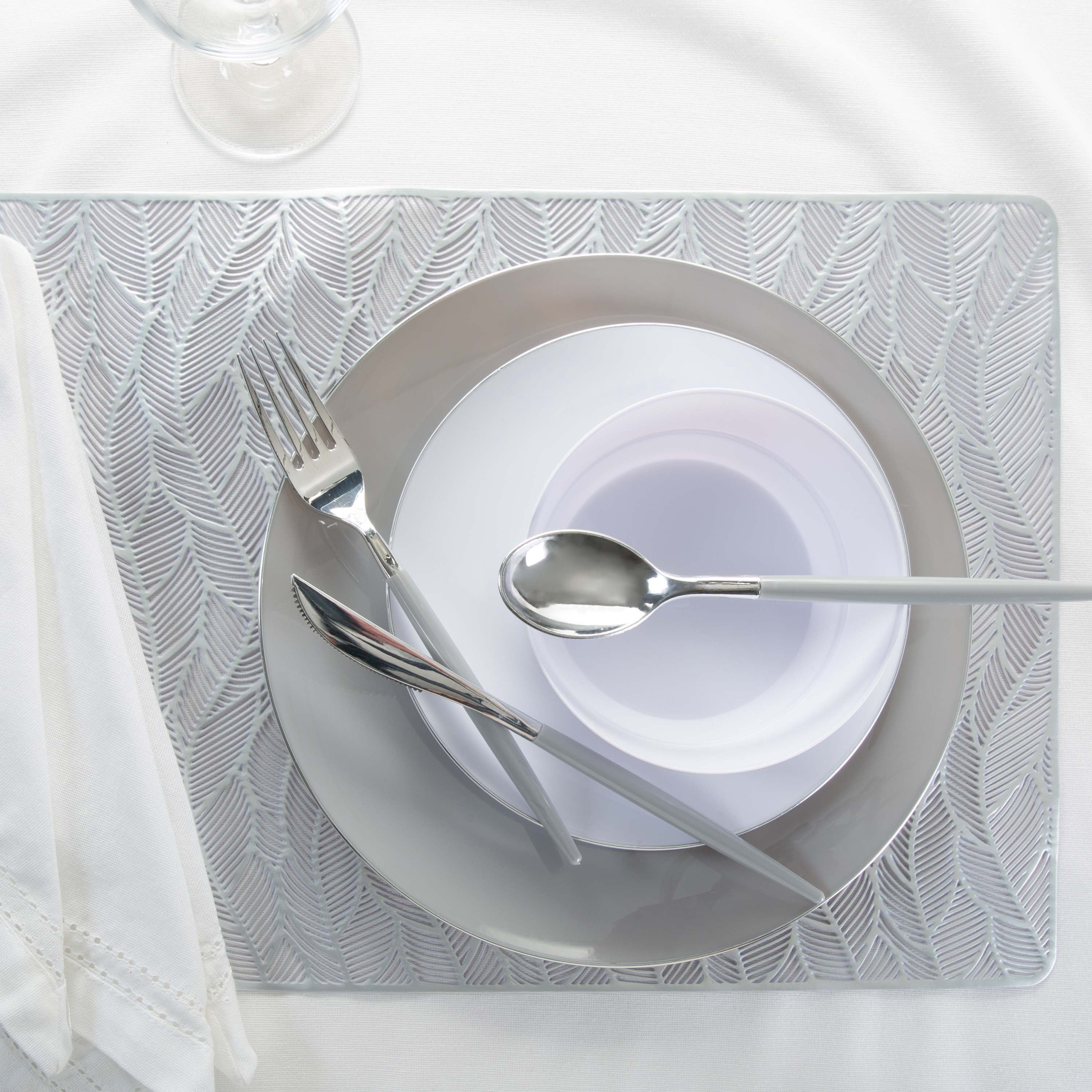 Home Details Set of Four Vine Laser Cut Table Place Mat, Silver