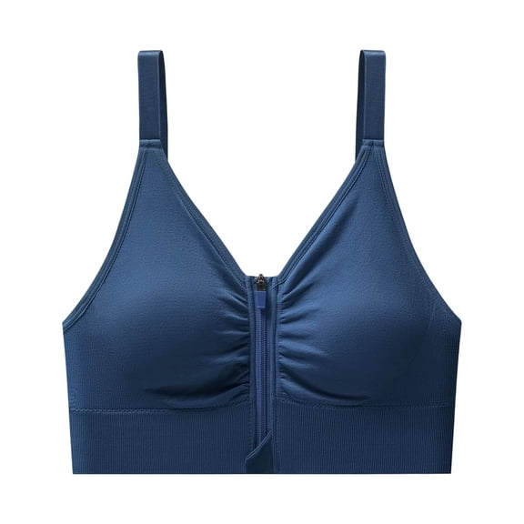 Npasoilc Front Zipper Sports Bras for Women Solid Color No Underwire Adjustable Straps Full Coverage Fitness Yoga Bra