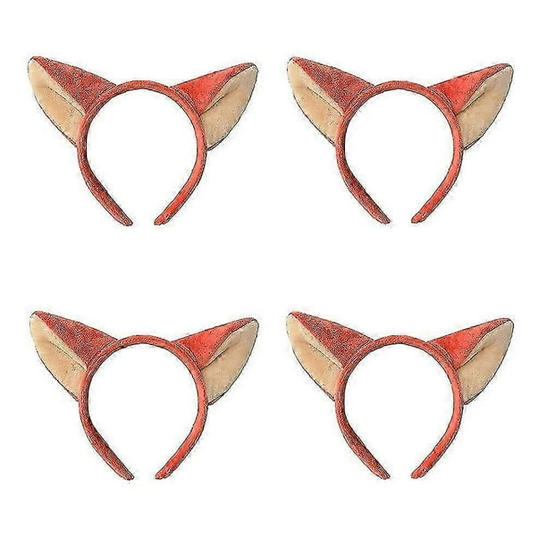 4 Pcs Girl Stuffed Animals Ear Hair Hoop Red Fox Ears Headband Cosplay Headdress Christmas Headbands Kids