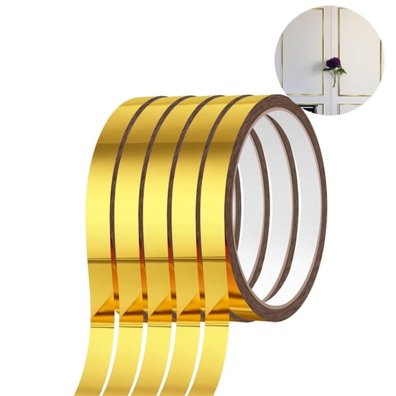 Gold Graphic Art Tape,6 Rolls of Mirror-Like Metallic Tape for Precision Detailing on Crafts,Models,and Art Projects