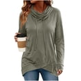 thumbnail image 5 of cocolona Womens Trendy Cowl Neck Hoodies Long Sleeve Tunic Casual Pullover Drawstring Sweatshirts Fall Solid Color Tops, 5 of 6