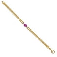 thumbnail image 3 of 925 Two Tone Sterling Silver Pink Created Sapphire and White Lab Grown Diamond Bracelet for Women (1.69 Cttw, Gemstone September Birthstone, Oval 8X6MM, 6.5/7/7.5 inches, Made in Italy), 3 of 3