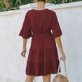 thumbnail image 3 of Vestido De Cintura Con Lazo Escalonado, Material De Poliéster, Manga Corta, Suelto, Cómodo, Vestido Con Volantes Para Negocios ANGGREK AC1711, 3 of 6