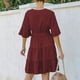 thumbnail image 4 of Vestido corto con cuello en V,Vestido con cintura con lazo en niveles Vestido con cintura con lazo en niveles Vestido de manga corta Diseño a prueba de futuro, 4 of 6