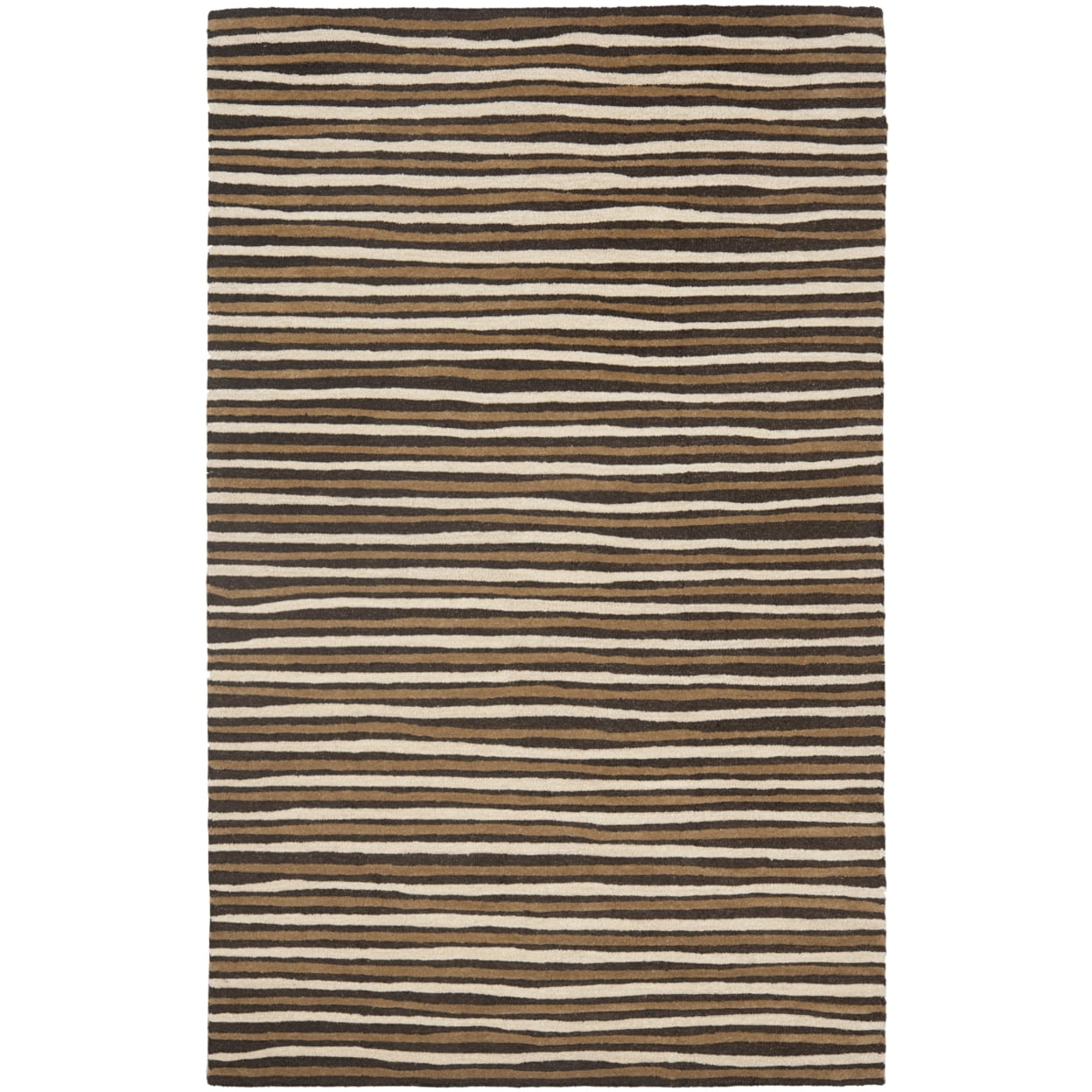 SAFAVIEH Martha Stewart Hand Drawn Stripe Area Rug, Tilled Soil Brown, 8' x 10'