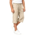 thumbnail image 3 of YMNXA Kids Boys Girls Capri Pants Drawstring Elastic Waist Solid Color Lightweight Loose Fit Stretchy Trousers For Casual Daily Wear,Beige,7-8 Years, 3 of 9