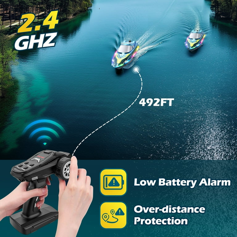 Remote Control Boat 30+ KPH RC Boat With LED Lights