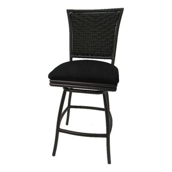 Outdoor/Indoor Counter 26" Bar Stool without Arms - Black Fabric - Brown Frame