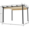 thumbnail image 2 of Luckyberry 10' X 12' Outdoor Retractable Pergola with Sun Shade Canopy Patio Metal Shelter for Garden Porch Beach Pavilion Grill Gazebo Modern Yard Grape Trellis Pergola, Beige, 2 of 5