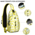 thumbnail image 2 of Bright Yellow Lemon Print Sling Backpack, Cute Summer Fruit Design Crossbody Daypack with Retro Vintage Floral Patterns, Lightweight and Adjustable Strap, 2 of 6