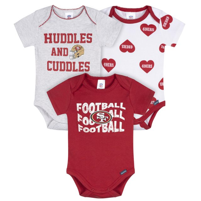 Gerber Body NFL para bebé niña, paquete de 3 monos, 49Ers 6-12 meses
