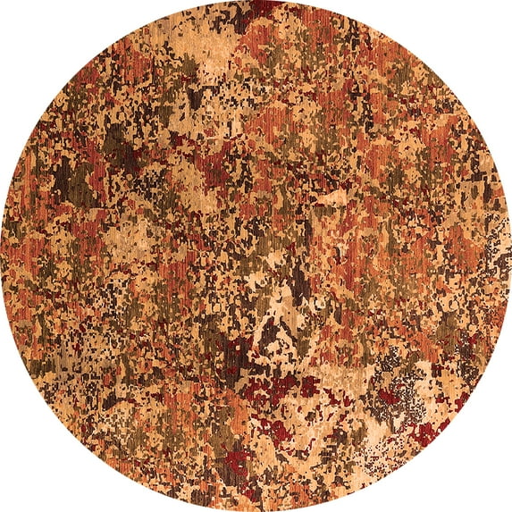 Ahgly Company Indoor Round Oriental Orange Industrial Area Rugs, 7' Round