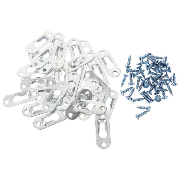 LEORX 30Pcs Heavy Duty Silver Keyhole Hanging Brackets for Mirrors and Frames