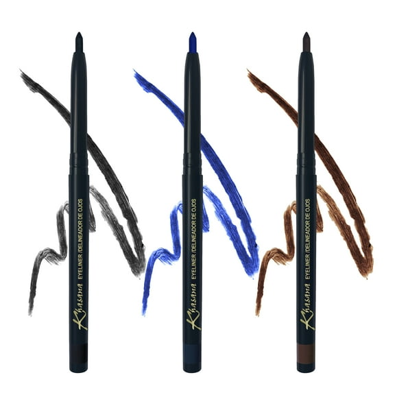 Khasana Eyeliner Automatic Pencil, Glide On, Waterproof, Ultra Smooth & Creamy Application, Long-Lasting, Luminous Formula, Smudge-Proof, Ophthalmologist Tested, Cruelty Free, Pack 3