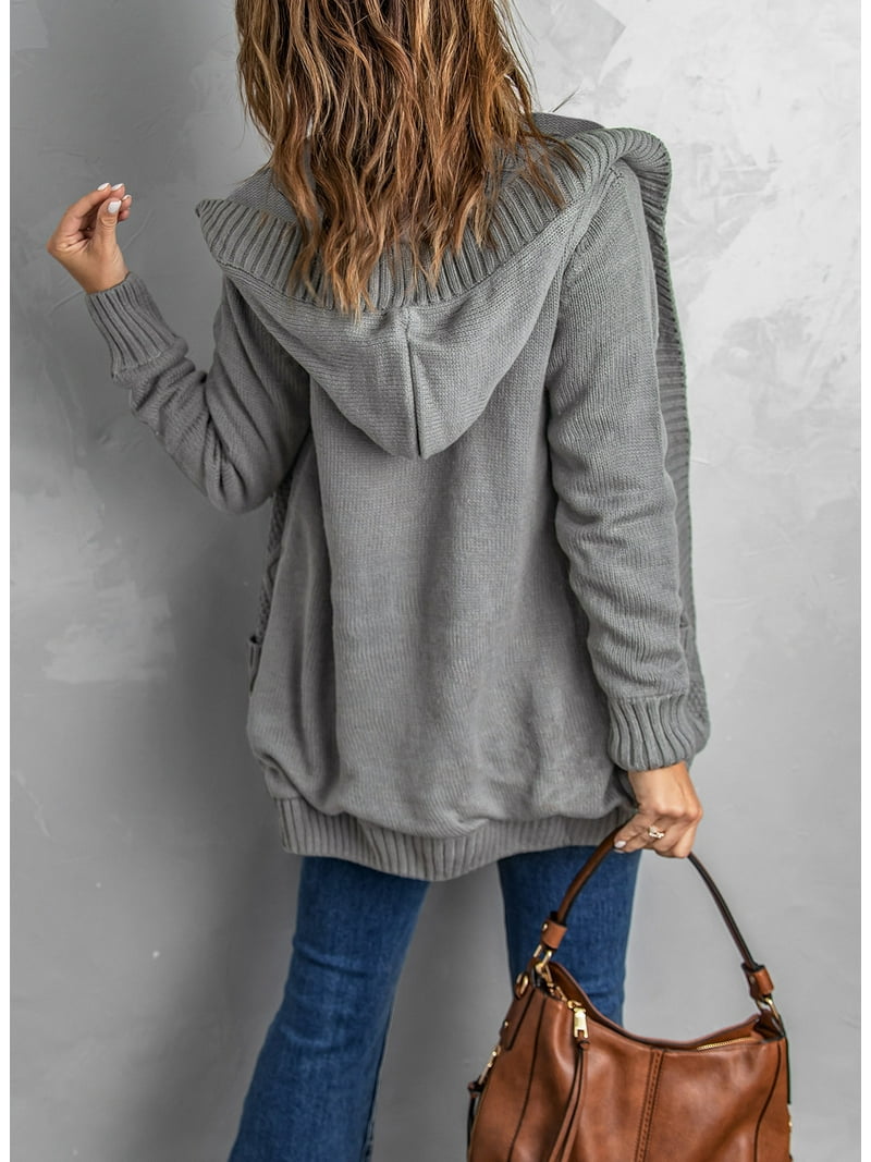 Eytino Hooded Cardigan Sweaters for Women Long Sleeve Button