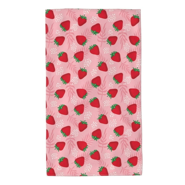 Fotbe Strawberry Toalla Premium con Patrón, Toalla de Microfibra de Secado Rápido, Ligera y Altamente Absorbente (27.5x16in), Ideal para Uso Diario