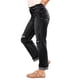 thumbnail image 3 of Pantalones Vaqueros Boyfriend Rectos de Tiro Medio para Mujer, de Mezclilla Elástica y Rasgada, A . Negro S, 3 of 8