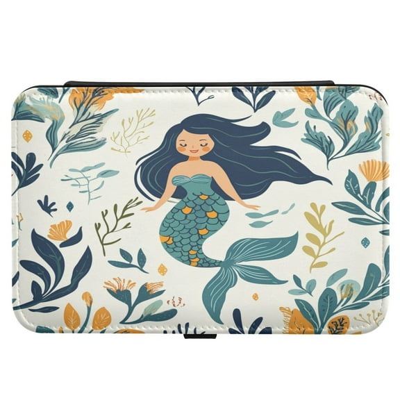 Leather Jewelry Box Rectangular 8.27x5.5x1.78In Travel Jewelry Storage Earrings Necklace Bracelet Watch Brooch Storage Beautiful Cartoon Mermaid
