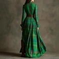 thumbnail image 4 of Women's Shirt Dress Plaid V-Neck Button Down Asymmetric Hem Side Slit Maxi Dress with Pockets for Spring Fall Casual,Army Green,L, 4 of 4