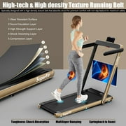 Costway Up To 7.5MPH 2.25HP 2 in 1 Single Display Screen Treadmill W/ Speaker Remote Control APP Yellow