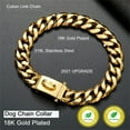 thumbnail image 4 of Cuban Link Dog Collar Designer Gold Chain Collar Metal Collar Luxury Dog Necklace, 4 of 9