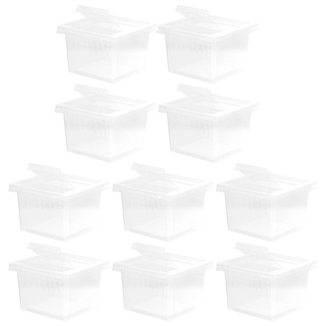 FUTUREORYY 10Pcs Turtle Tank Accessories Transparent Breeding Box Plastic for Snails