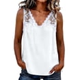 thumbnail image 2 of QUNYINEY Cotton Linen Women's Tank Top Summer Colorblock Tops Loose Fit Lace Casual Sleeveless V Neck Women's T Shirts, 2 of 6
