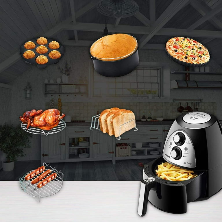 Air Fryer Accessories, Set of 12 Fit for 5.3Qt and Larger Air Fryer with  Cake & Pizza Pan, Metal Holder, Skewer Rack & Skewers, etc, Nonstick  Coating