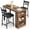 Rustic Brown, variant on 3 Pcs Bar Table Set with 2 Chairs Extendable Counter Height Kitchen Table with 3 Storage Shelves Space-Saving Dining Set for Small Space Coffee Shop Brown