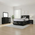 thumbnail image 6 of Benjara Ica 4pc Queen Bedroom Set with Storage Headboard and Footboard, Black, 6 of 6