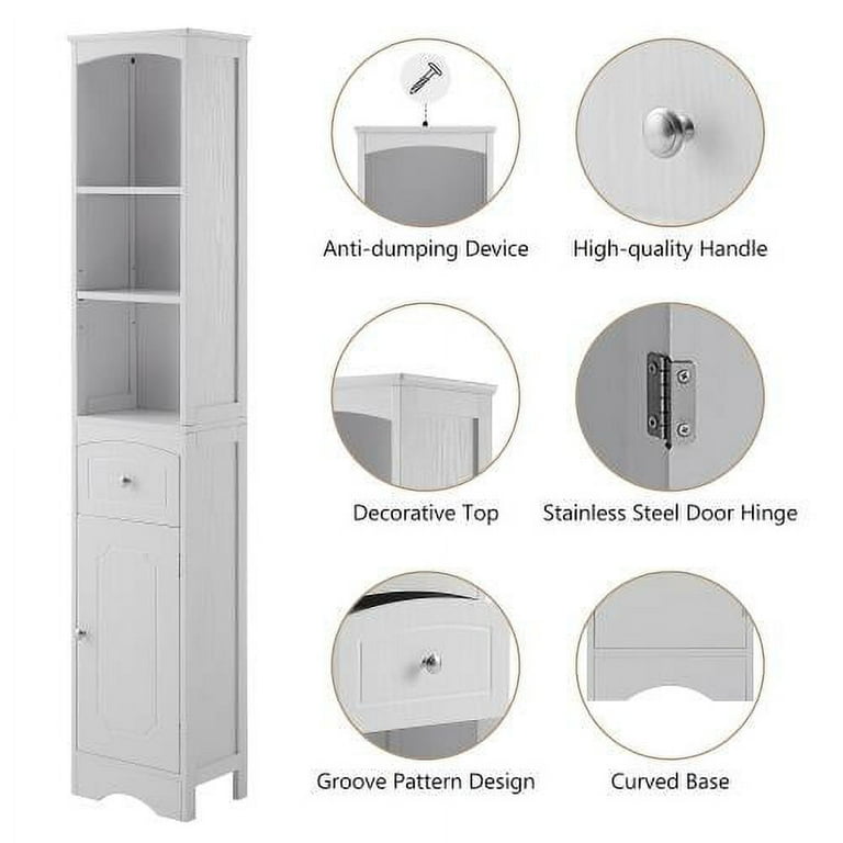 Kadyn Bathroom Tall Free Standing Storage Cabinet, Linen Floor Cabinet with  Doors, Entrance Cabinet Organizer with 2 Drawers, Natural 