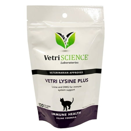 VetriScience Laboratories Vetri-Lysine Plus Immune Support for Cats, 120 Bite-Sized