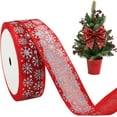 thumbnail image 2 of BINGLI 1 Inch Wide Christmas Wired Ribbon, Snowflake Organza Sheer Glitter Ribbon for Xmas Tree, Wreath, Party Decoration, Gift Wrapping, 2 Lengths Options Available, 2 of 4