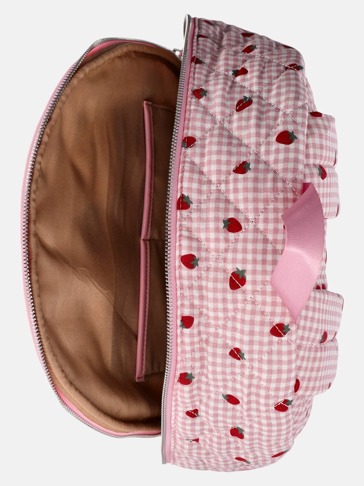 MNYC Women's Double Pocket Dome Backpack Pink Strawberry