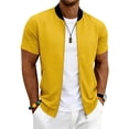 thumbnail image 2 of LIaqionyy Mens Short Sleeve Jacket Casual Summer Zip up Solid Color Outerwear Workout Jackets with Pocket, 2 of 8