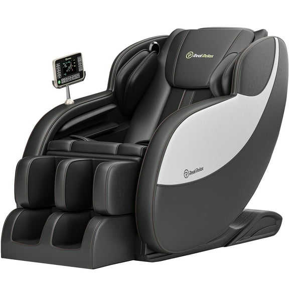 Real Relax Zero Gravity Full Body Massage Chair Recliner with Heating and Foot Massage, Black