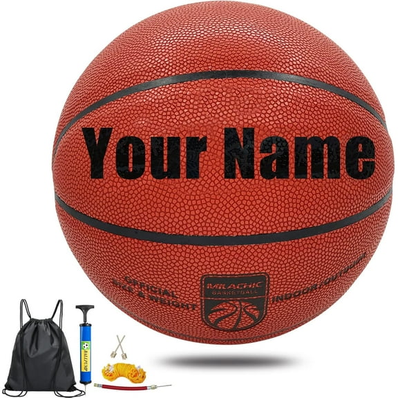 Personalized Basketballs Indoor Outdoor Customized Basketball Gift, Composite Leather Basketball with Name, Text, Logo, Photos - Official Size 7 (29.5")