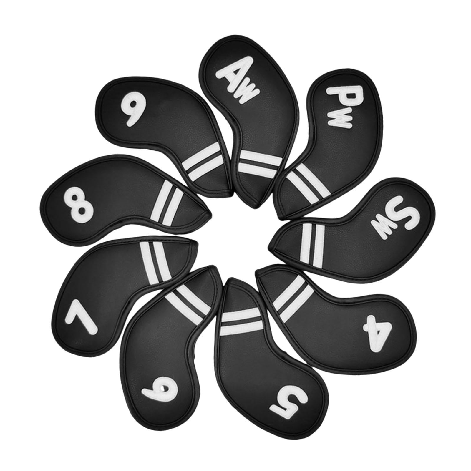 QccHieUs 9 Pcs Golf Club Head Covers, Mallet Putter Covers, Men's Protector, Premium black