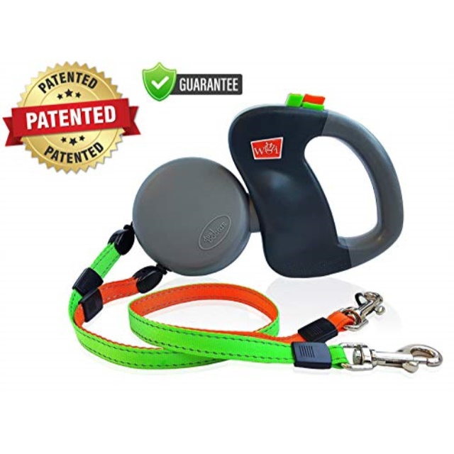 wigzi dual doggie 2 dog retractable leash, 50 pounds per dog leash